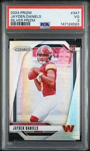 2024 PANINI PRIZM SILVER PRIZM #347 JAYDEN DANIELS ROOKIE RC PSA 3