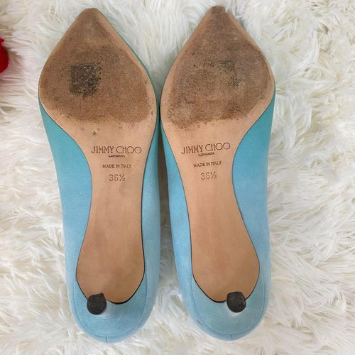 Jimmy Choo Pumps Heel EU36.5/US6.5 Blue suede gradient pointed toe 09843a - Picture 10 of 24
