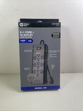 Commercial Electric 6 ft. 12-Outlet Black Surge Protector with USB