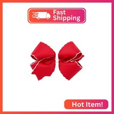 Wee Ones Girls' Classic Grosgrain Moonstitch Edge Hair Bow, No-Slip Hair Clip, H