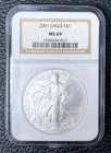 2001 American Silver Eagle S$1 NGC MS69 Classic Brown Label SLABBED & GRADED!