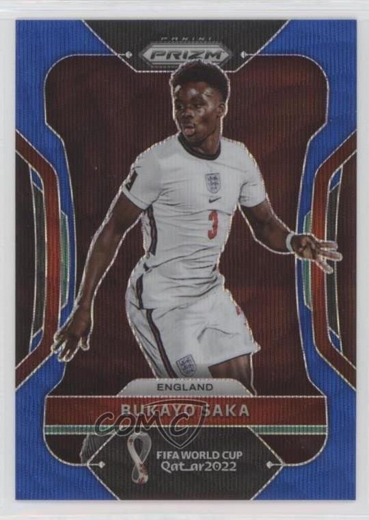 2022 Panini Prizm World Cup Qatar Blue Wave Prizm /199 Bukayo Saka #84 04ae