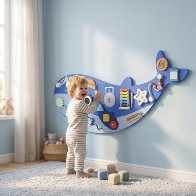 AIYAPLAY Montessori Motorikbrett 13-in-1 Holz Busy Board Waleform Wandmontiert