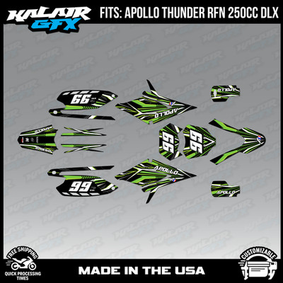 Graphics Kit for Apollo RFZ Thunder 250 (All) Prime Series-GREEN