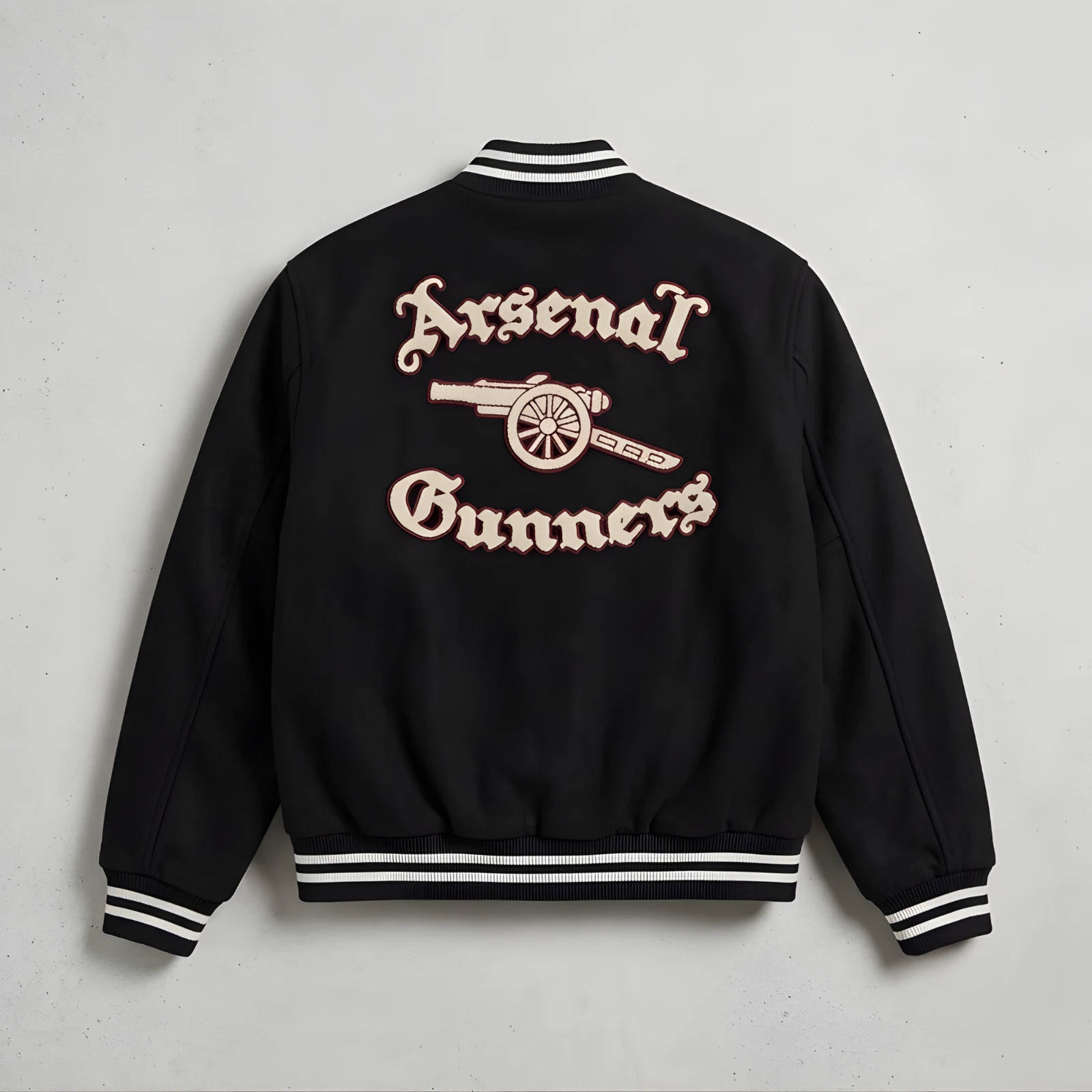 Arsenal Black Varsity Jacket Unisex Letterman Jacket Wool Bomber Jacket for Gift