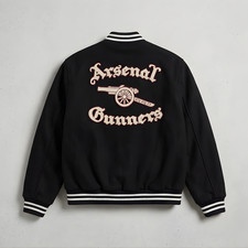 Chaqueta Universitaria Arsenal Negra Unisex Letterman Chaqueta Lana Chaqueta Bomber para Regalo