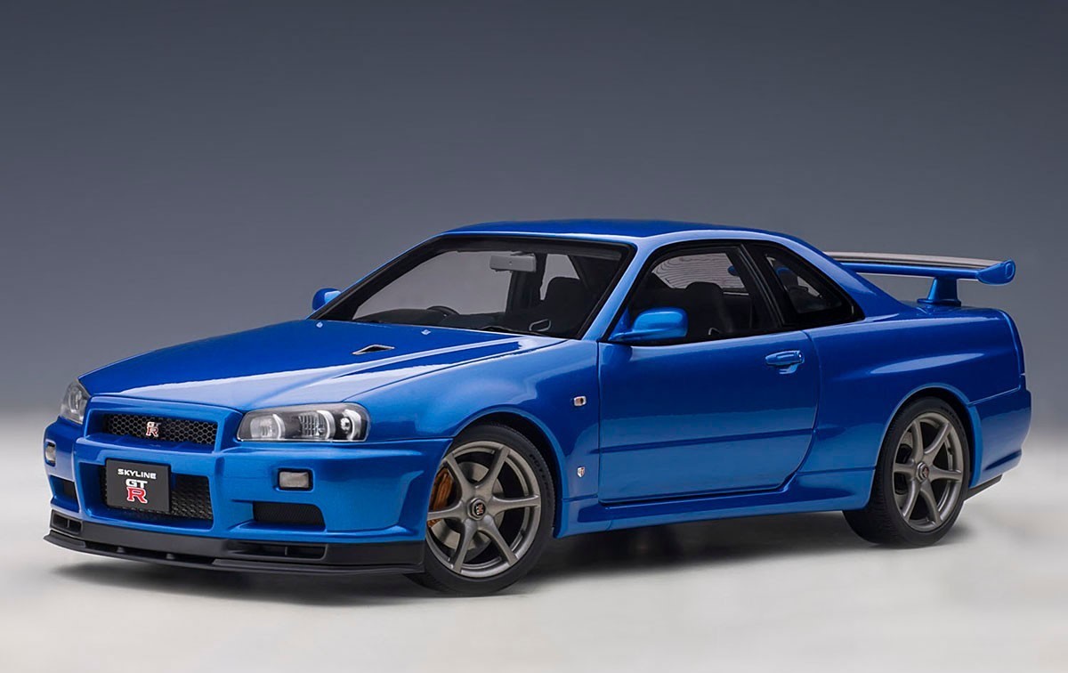 ミニカー AUTOart 1/18 SKYLINE R34 GT-R V-SPEC II Autoart 77408 1/18 Nissan Skyline GT-R R34 V-spec II Bayside Blue