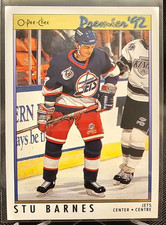 1991-92 O-Pee-Chee Premier Stu Barnes RC #109 Winnipeg Jets