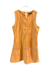 Mango Orange Sleeveless Mini Dress With Eyelet Detailing & Back Zipper