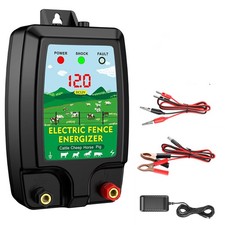 Electric Fence Energiser 12V 230V 2J Output 10KM Range Fencing Kit