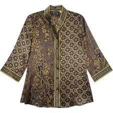 Bob Mackie Vintage Wearable Art 100 Silk Paisley Geometric Bliouse XS