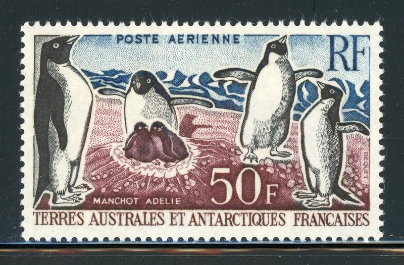 FSAT TAAF MNH Selections: Scott #C4 50Fr Adelie Penguins Birds FAUNA CV$32+