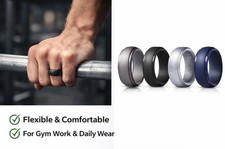 4 Pack Silicone Wedding Rings for Men Women Rubber Bands Gym Work Sport