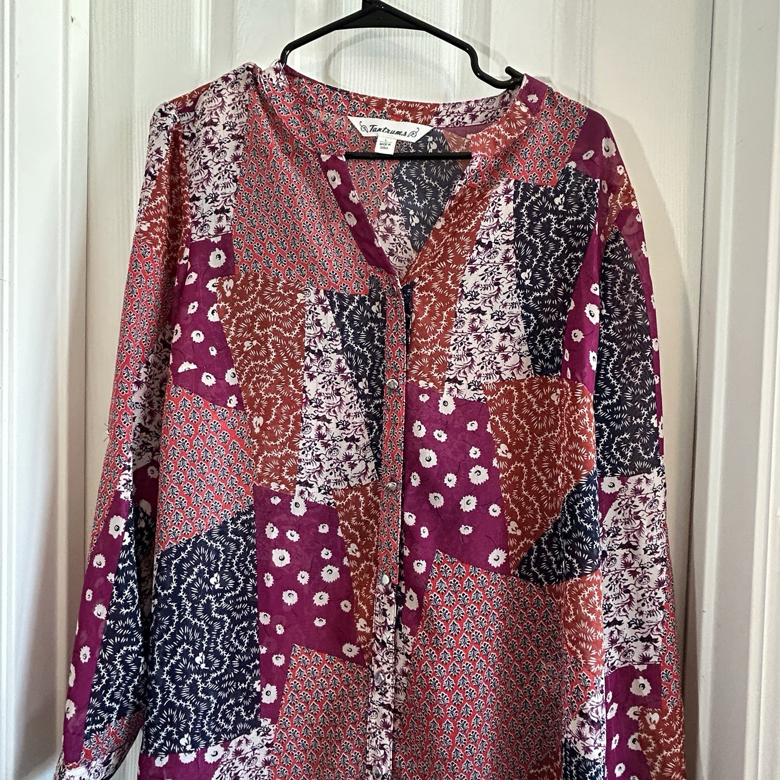 Tantrums Women’s Large Patchwork Boho Button Fron… - image 4