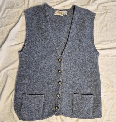 Vintage 100% Shetland Wool Mens French Sweater Vest Pres De Chamonix L Large