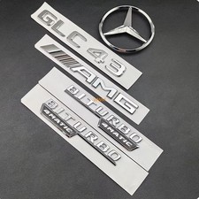 F&uuml;r Mercedes Benz GLC43 X253 AMG Schriftzug Embleme Aufkleber Silber