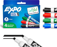 EXPO Dry Erase Markers, Low Odor Ink, Assorted Colors, Chisel Tip, 4 Count - Whi