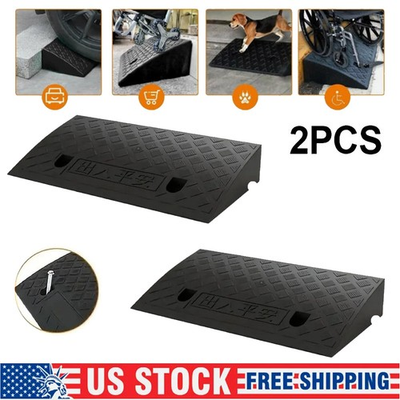 #ad #ad 2 Pack Driveway Ramp Heavy Duty Vehicle Curb Rubber Threshold Ramp Professional $21.98