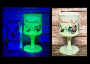 Antique Victorian Era Custard Glass Minnesota Junction Souvenir Glass 6.25 Inch