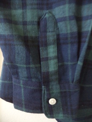 Forest Green Dark Blue Blackwatch Plaid Tunic Flannel Shirt XL Reg 