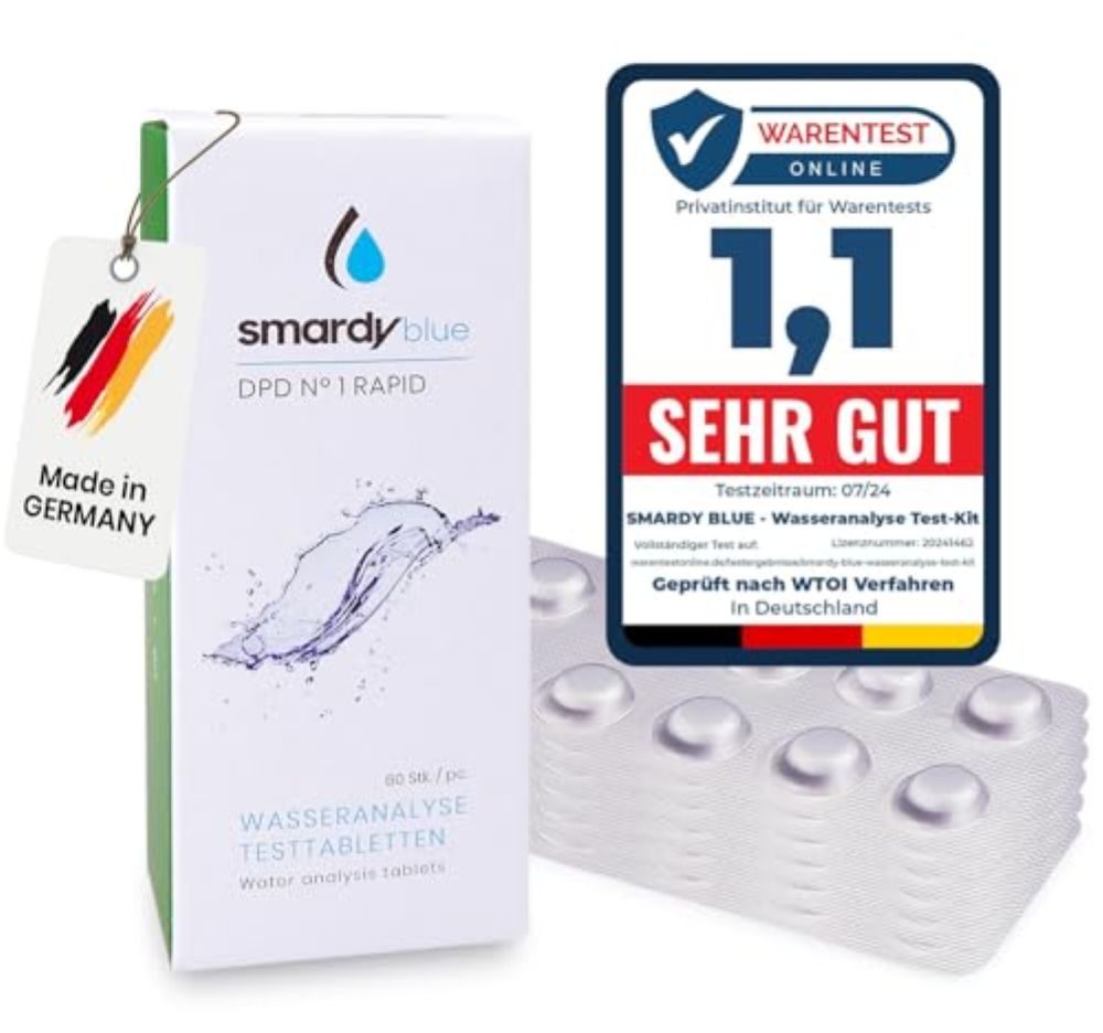 smardy 60x Compresse di Prova DPD1 (Cloro Libero) Shake Tester Pastiglie Reagent