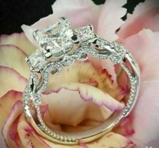 2Ct Princess Cut Simulated Diamond Wedding Engagement Ring 14K White Gold Size 8