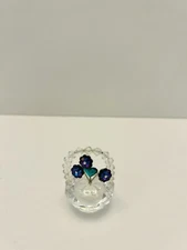 Crystal Mini Basket With Purple Flowers & Green Heart By Manon Crystal De Lites