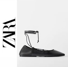 ZARA Black Ankle Flat Animal Print pointed toe size 6 NWT