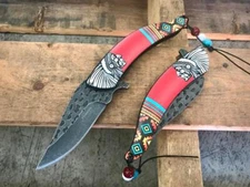 8.25" Red Indian Tactical Spring Assisted Open Blade Folding EDC Pocket Knife