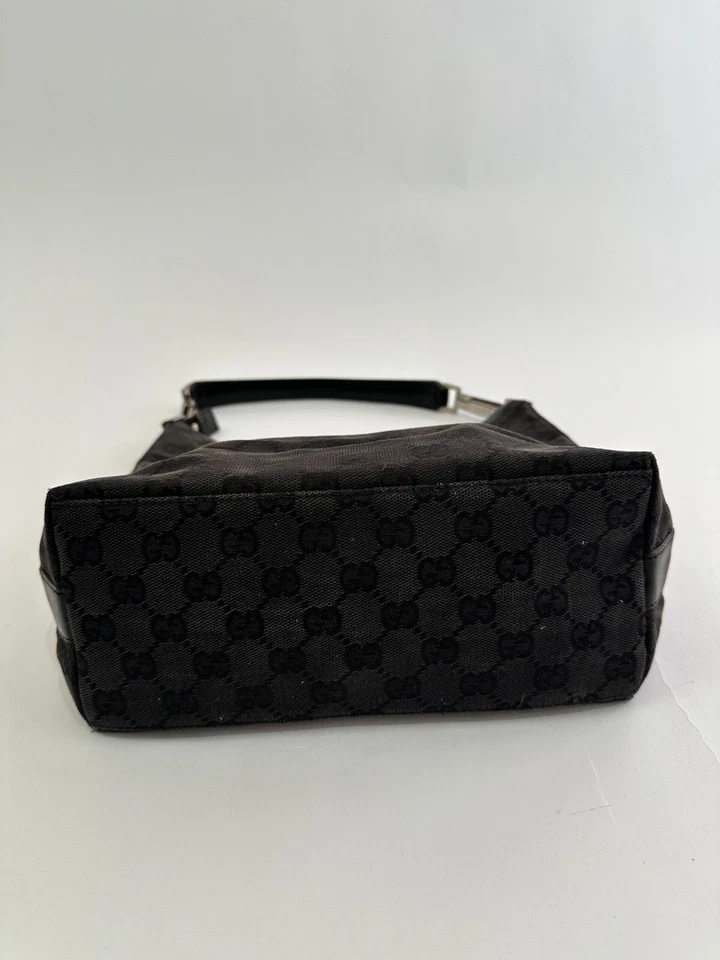Gucci Vntage Black GG Canvas and Leather Hobo - Image 3 of 4