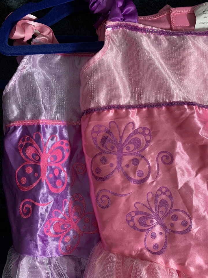Disfraz de Hada Mariposa Doble 4-6X Halloween (sin alas) Rosa y Púrpura Usado en Excelente Condición Foto 3 de 4