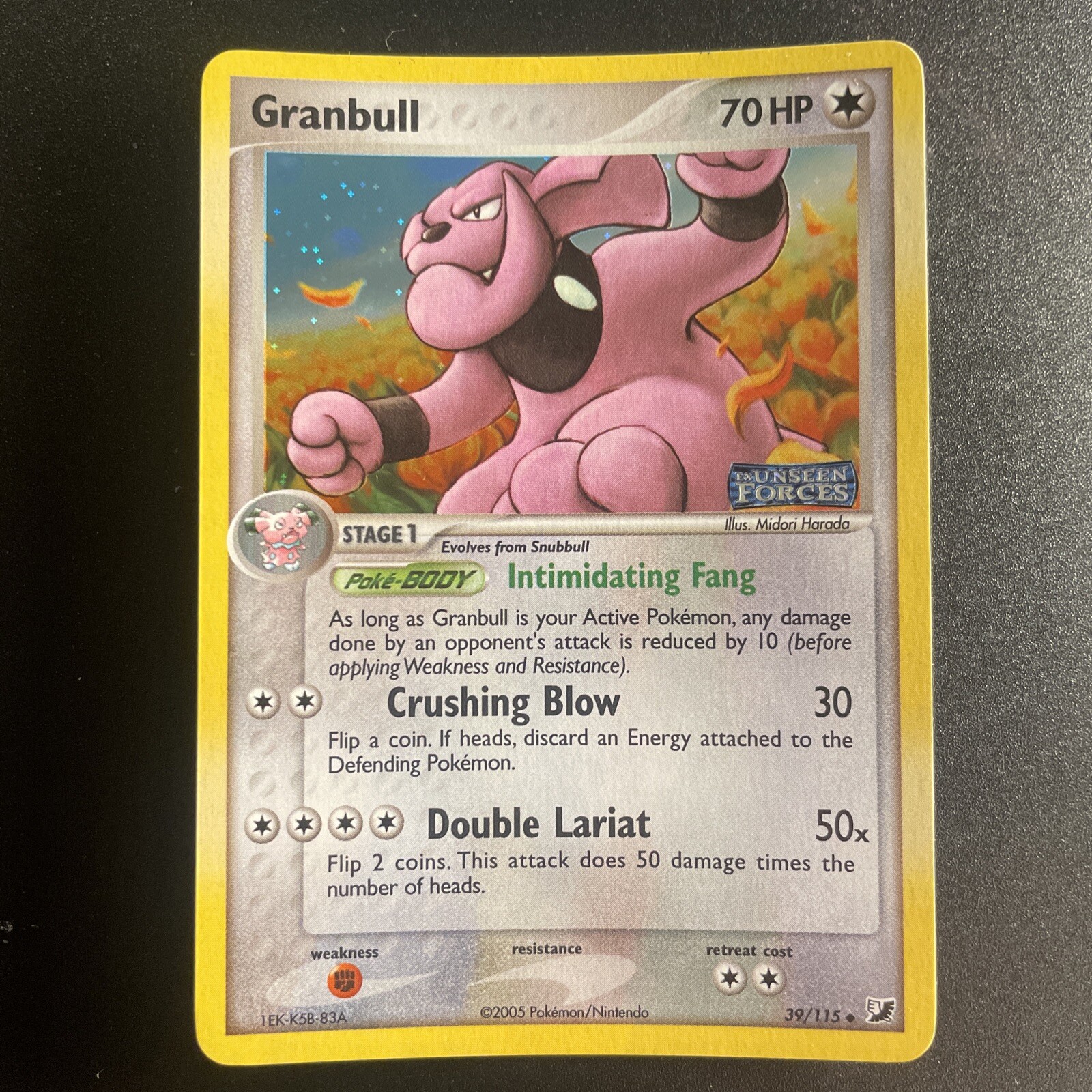 Granbull 39/115 REVERSE HOLO RARE EX Unseen Forces NM