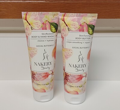 Nakery Beauty Set Body Wash + SkinToning Body Butter Social Butterfly 3.38 oz ea