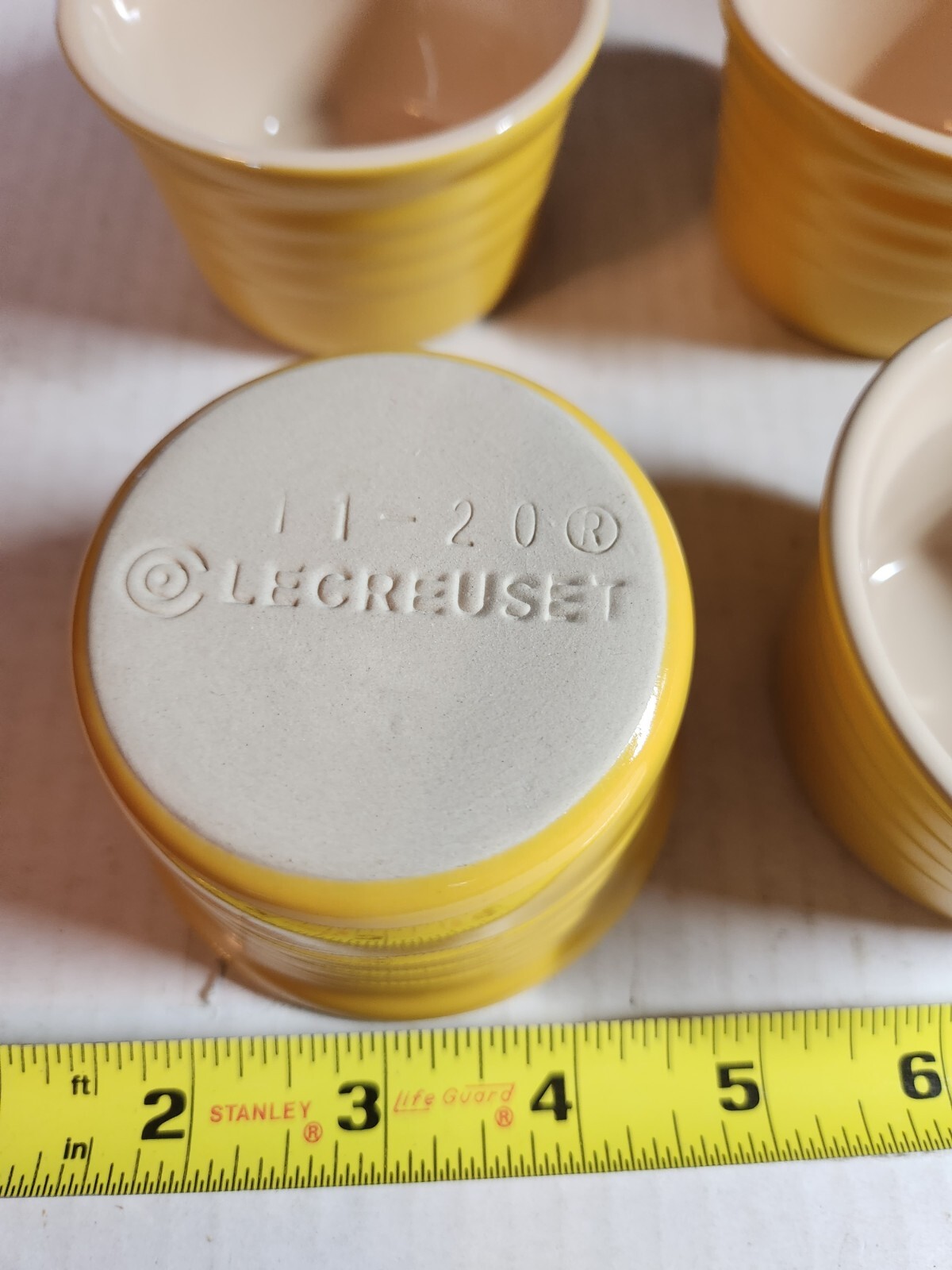 Le Creuset 1120 Yellow Ramekins Cups set of 4 eBay