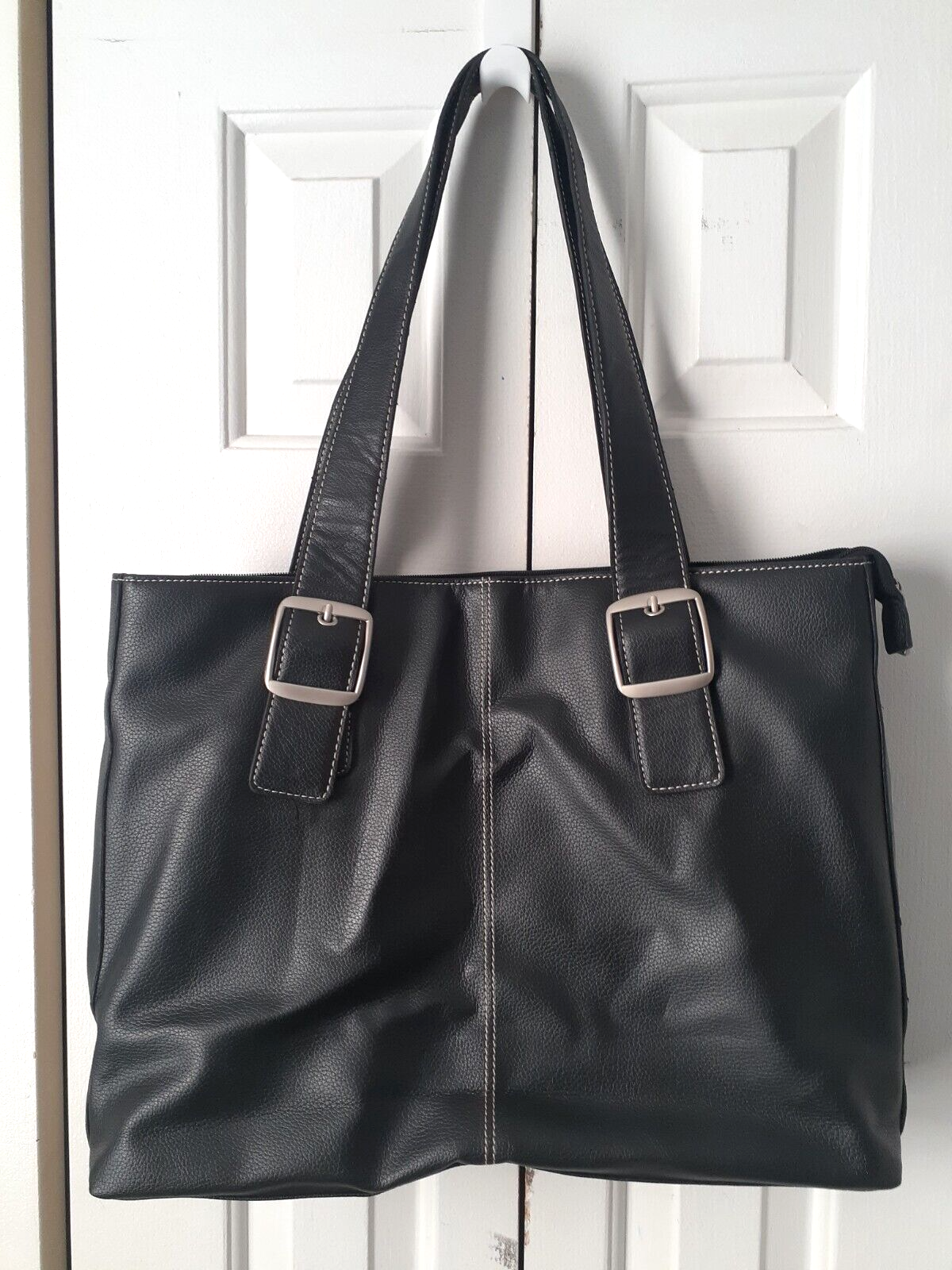 SOLO Women’s Tote Bag Black Faux Leather Large Double Handle & Shoulder Bag