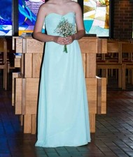 4 Seafoam Floor-Length Chiffon Dresses (Sizes 4, 6, 8, 12)