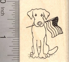 4th of July Dog Rubber Stamp, with American Flag E21416 WM