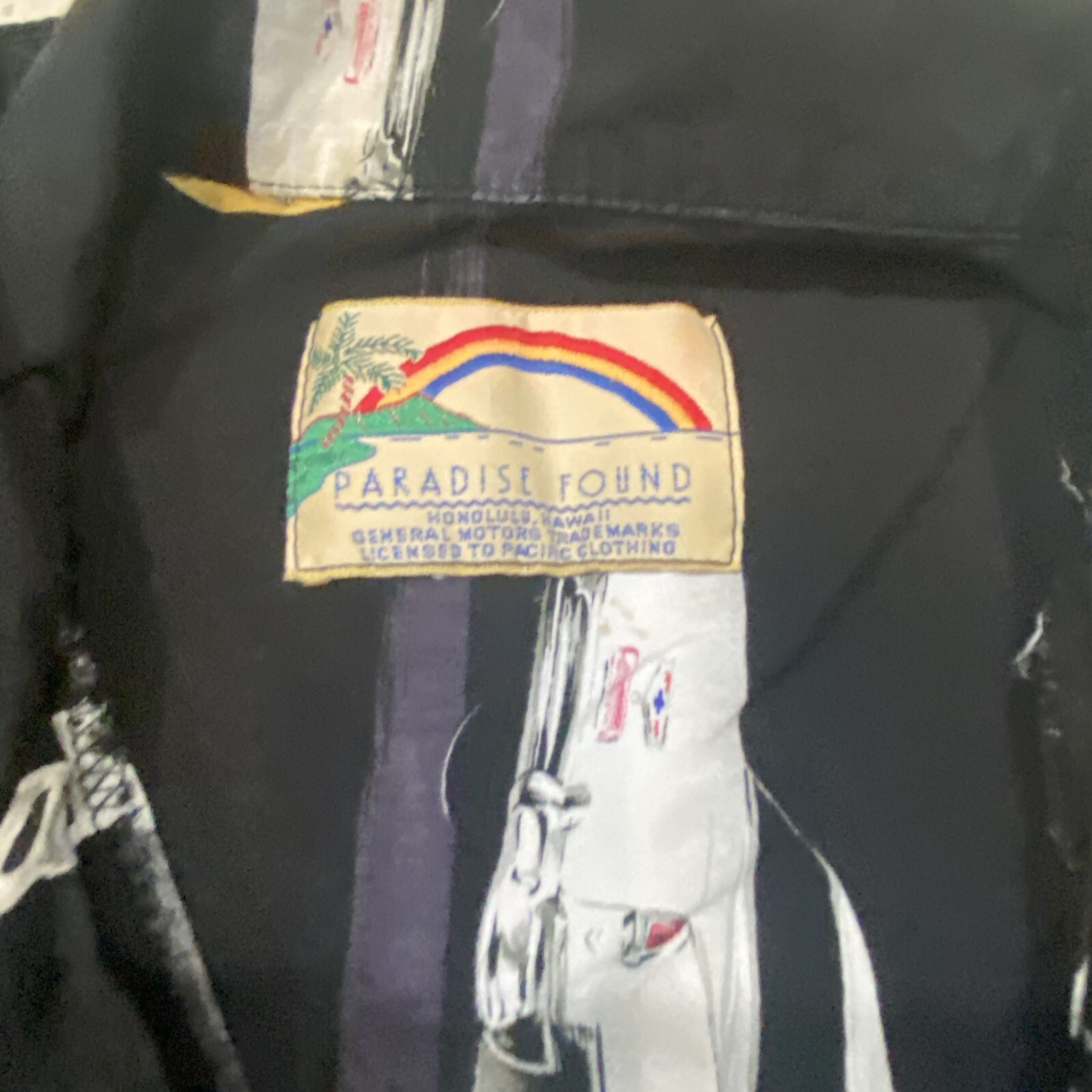 Vintage Paradise Found Hawaiian Shirt Mens 2XL Black Corvette Stingray RARE