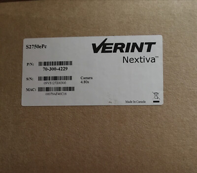 NIB Verint Nextiva S2750ePc Dome Camera P/N 70-300-4229   Canada