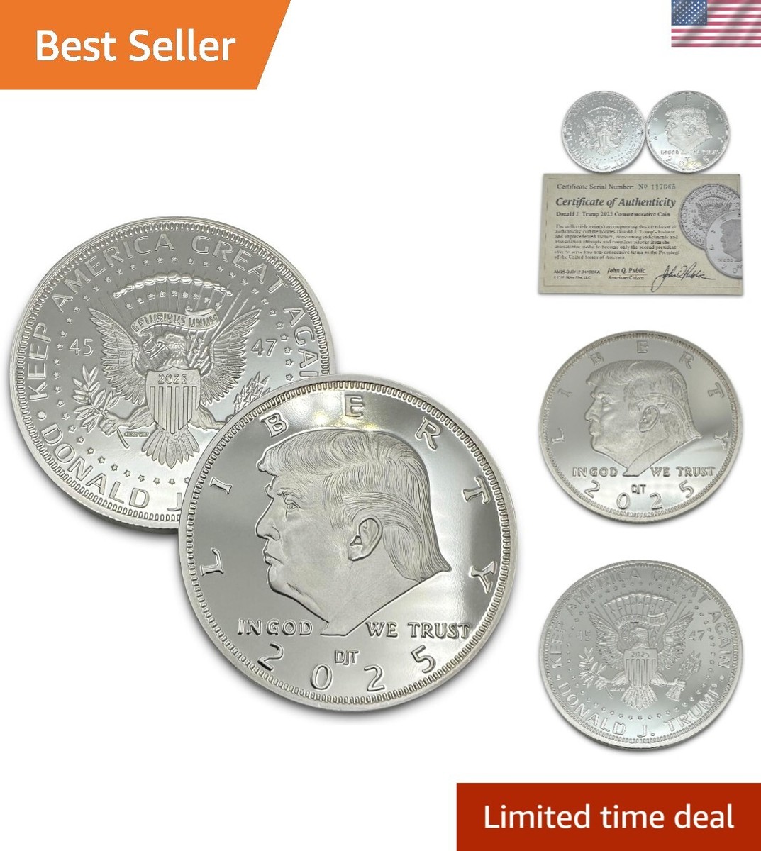 GOD BLESS AMERICA TRUMP Q 1オンス　銀貨A型 Donald Trump - God Bless America - Proof Medallion - Alaska Mint