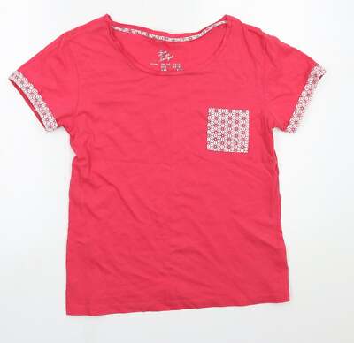 Primark Damen rosa einfarbig 100 % Baumwolle Oberteil Pyjama Oberteil Größe 10
