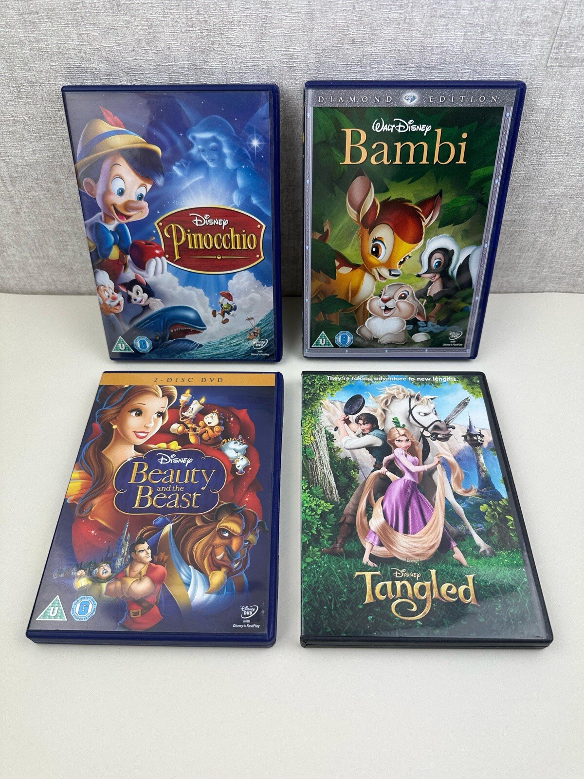 Walt Disney Tangled, Bambi, Beauty & the Beast Pinocchio DVDs Set Movies