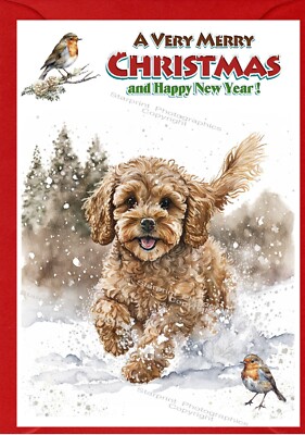 Cavapoo / Doodle Hund A6 (4'' x 6'') Weihnachtskarte (innen leer) von Starprint