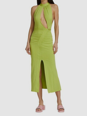 $240 Rotate Birger Christensen Women's Green Merle Halter Maxi Dress Size 4