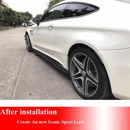 Fits Mercedes Benz W205 C205 C300 C43 C63 Gloss Black Side Skirts Extension Lip - Picture 11 of 15
