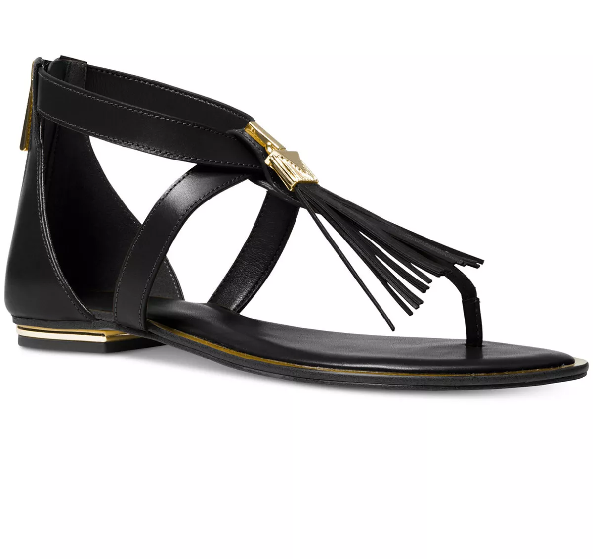 NIB Size 5.5 Michael Kors Winslow Maroon Black Gold Sandals Zip FM