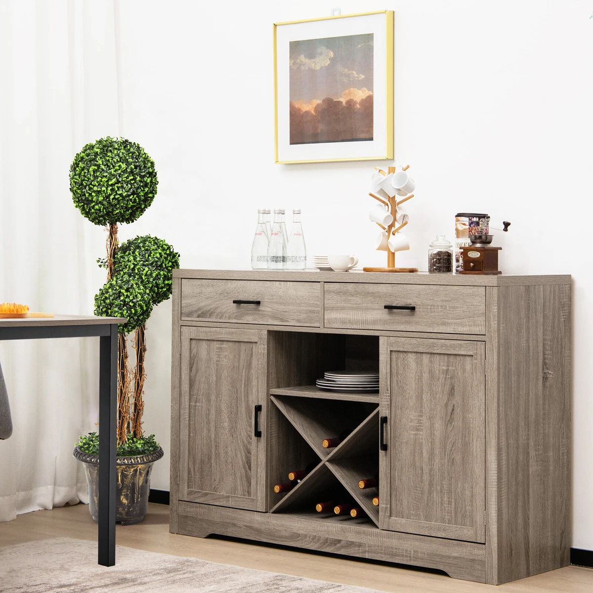 Farmhouse buffet with wine rack sale