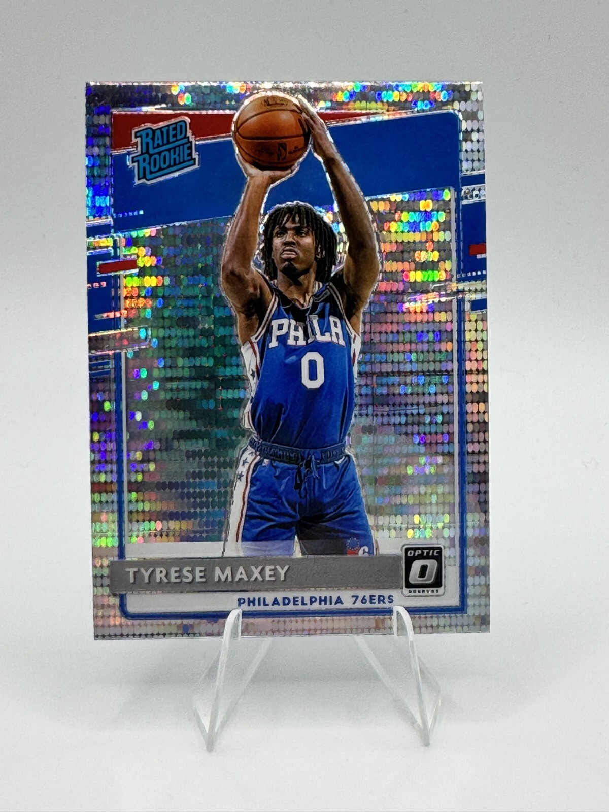 2020-21 Panini Donruss Optic Tyrese Maxey Silver Pulsar RC #171 76ers