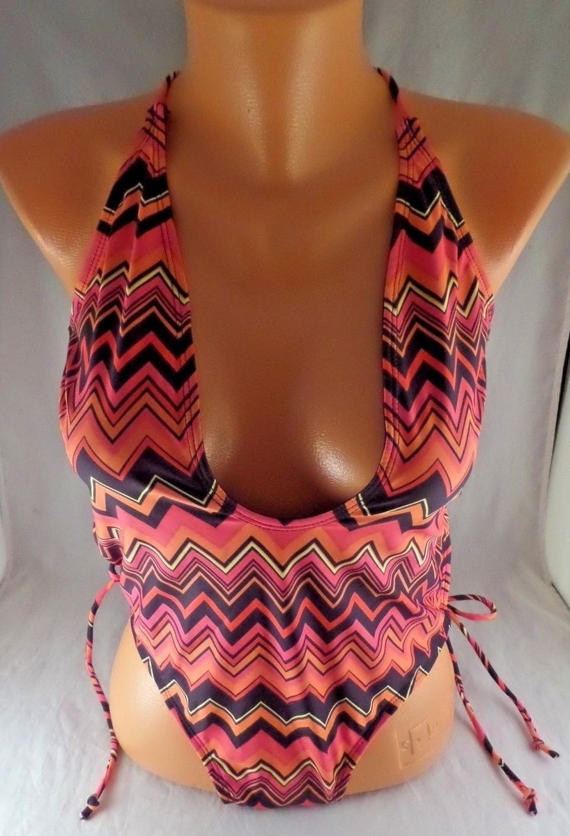 NWT Womens Motel Rocks Sunny Tie 1pc Cut Out String Swimsuit in