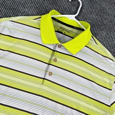 Nike Golf Tour Performance Polo Shirt Mens Large Green Striped Short Sleeve